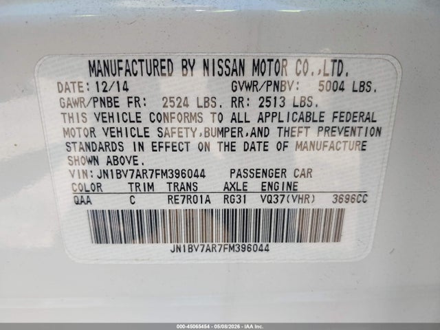 Aukcja sprzedaży 2015 Infiniti Q50 Premium, vin: JN1BV7AR7FM396044, numer aukcji: 45065454