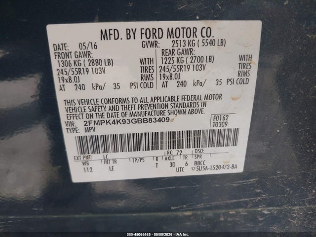 Ford Edge Titanium 2016 2FMPK4K93GBB83409 Image 9