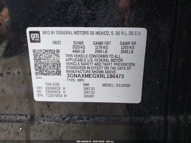 Aukcja sprzedaży 2024 Chevrolet Equinox Fwd Rs, vin: 3GNAXMEGXRL186473, numer aukcji: 45065516