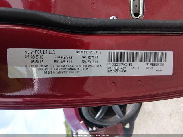 Aukcja sprzedaży 2019 Dodge Charger R/t Rwd, vin: 2C3CDXCT7KH737943, numer aukcji: 45065526