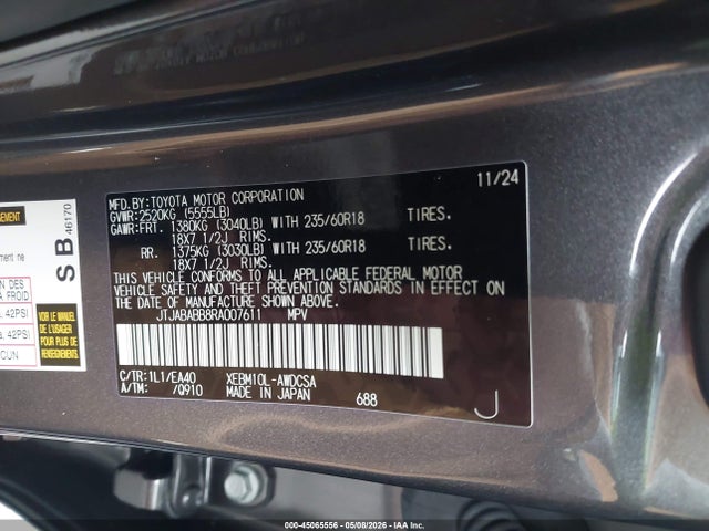 45065556 :رقم المزاد ، JTJABABB8RA007611 vin ، 2024 Lexus Rz 300e Premium مزاد بيع