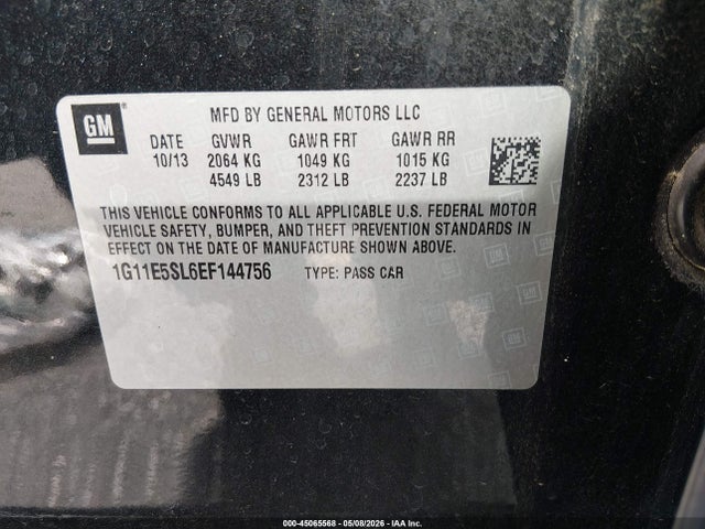 Продаж на аукціоні авто 2014 Chevrolet Malibu 2lt, vin: 1G11E5SL6EF144756, номер лоту: 45065568