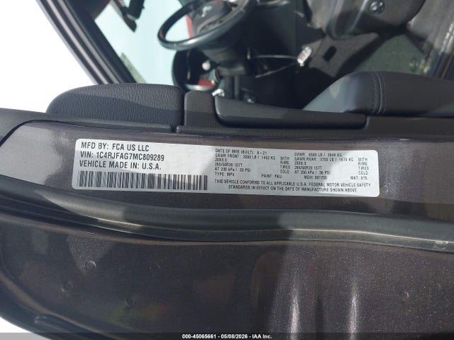 Aukcja sprzedaży 2021 Jeep Grand Cherokee Laredo X 4x4, vin: 1C4RJFAG7MC809289, numer aukcji: 45065661