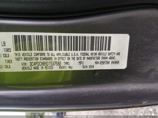 Продаж на аукціоні авто 2013 Dodge Journey American Value Pkg, vin: 3C4PDCAB9DT537592, номер лоту: 45065709
