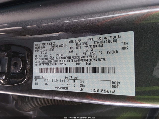 Ford F-150 Xlt 2025 1FTFW3L85SKE77235 Image 9