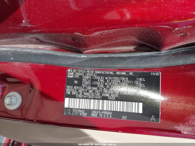 Продажа на аукционе авто 2006 Toyota Tundra Sr5 V8, vin: 5TBDT44136S514491, номер лота: 45065736