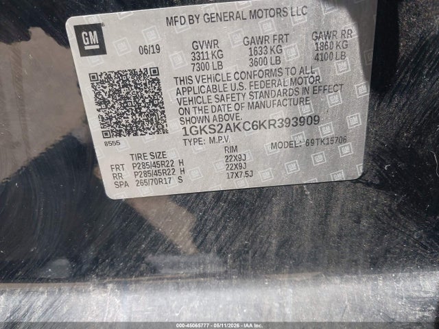 Aukcja sprzedaży 2019 Gmc Yukon Sle, vin: 1GKS2AKC6KR393909, numer aukcji: 45065777