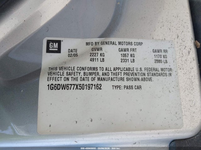 Продаж на аукціоні авто 2005 Cadillac Sts V6, vin: 1G6DW677X50197162, номер лоту: 45065805