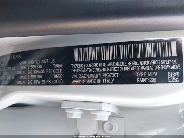 Продажа на аукционе авто 2020 Jeep Renegade Sport Fwd, vin: ZACNJAAB7LPK97207, номер лота: 45065815