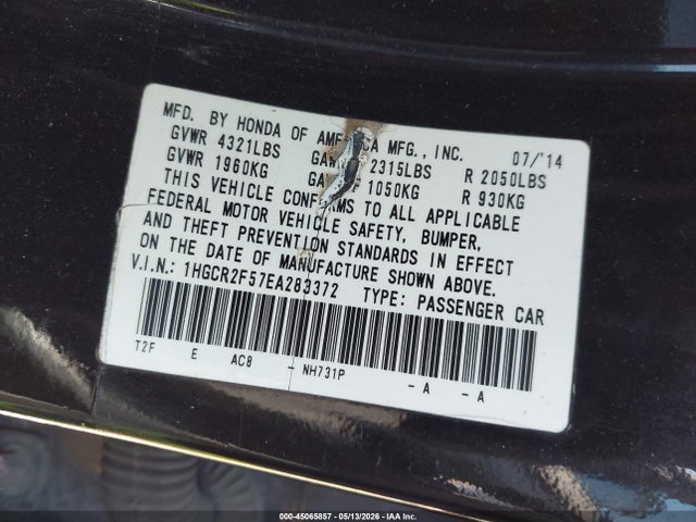 Продаж на аукціоні авто 2014 Honda Accord Sport, vin: 1HGCR2F57EA283372, номер лоту: 45065857