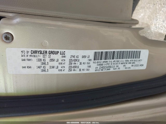 Aukcja sprzedaży 2013 Dodge Grand Caravan Sxt, vin: 2C4RDGCG4DR581219, numer aukcji: 45065896