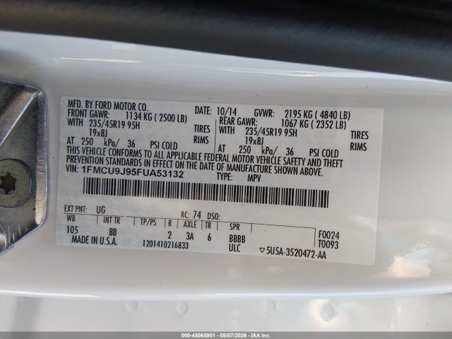 Ford Escape Titanium 2015 1FMCU9J95FUA53132 Image 9