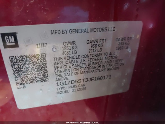 1G1ZD5ST3JF160171 Chevrolet MALIBU LT