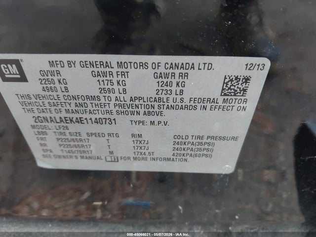 Chevrolet EQUINOX LS 2014 2GNALAEK4E1140731 Image 9