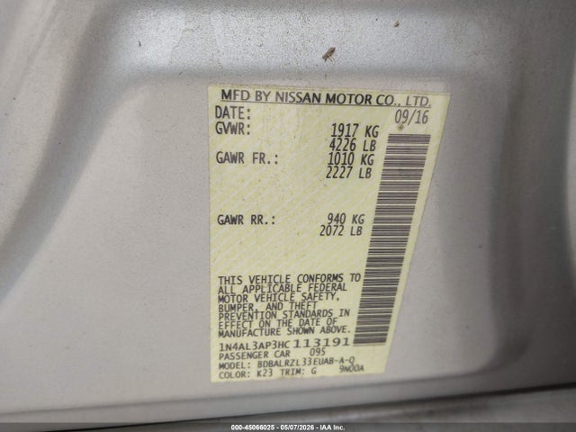 1N4AL3AP3HC113191 Nissan Altima 2.5 Sl