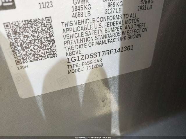 1G1ZD5ST7RF141361 Chevrolet Malibu Fwd 1lt
