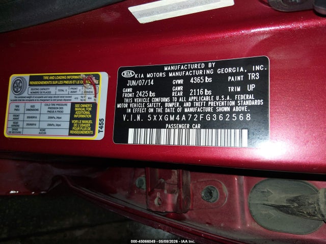 KIA Optima Lx 2015 5XXGM4A72FG362568 Image 9