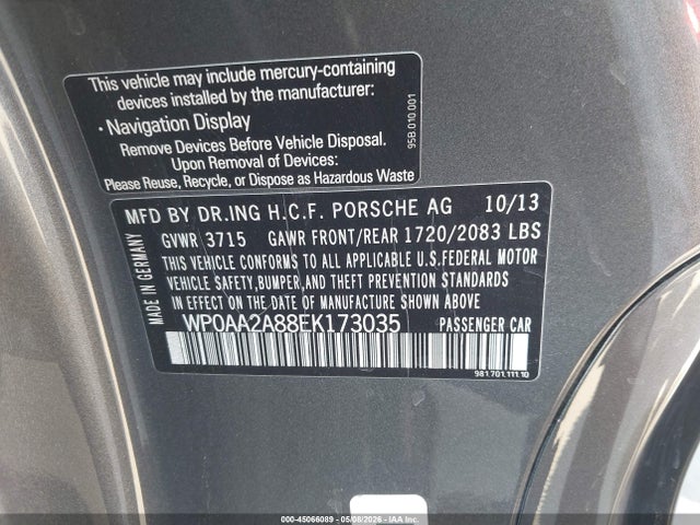 WP0AA2A88EK173035 Porsche Cayman