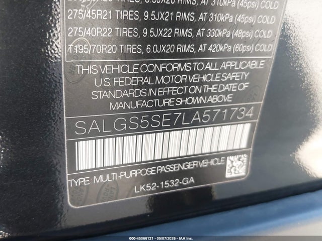 Land Rover Range Rover Supercharged 2020 SALGS5SE7LA571734 Image 9