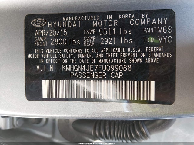 KMHGN4JE7FU099088 Hyundai Genesis 3.8