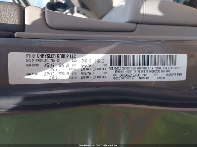 45066132 :رقم المزاد ، 1C4RJEAG6CC334145 vin ، 2012 Jeep Grand Cherokee Laredo مزاد بيع