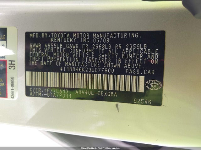 Продажа на аукционе авто 2009 Toyota Camry Hybrid, vin: 4T1BB46K29U077800, номер лота: 45066145