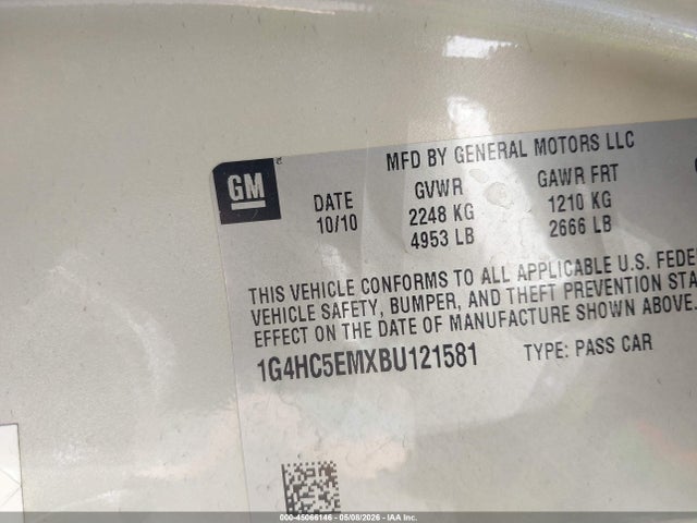 45066146 :رقم المزاد ، 1G4HC5EMXBU121581 vin ، 2011 Buick Lucerne Cxl مزاد بيع