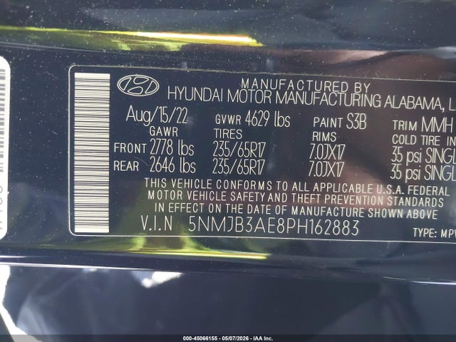 Продаж на аукціоні авто 2023 Hyundai Tucson Sel, vin: 5NMJB3AE8PH162883, номер лоту: 45066155