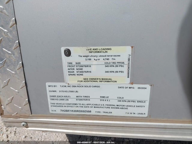 Продажа на аукционе авто 2024 Other Other, vin: 7H2BE1620RD058998, номер лота: 45066157