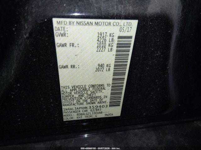 1N4AL3APXHN359403 Nissan Altima 2.5 S