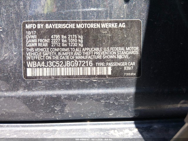 Продажа на аукционе авто 2018 Bmw 430i Gran Coupe Xdrive, vin: WBA4J3C52JBG97216, номер лота: 45066187