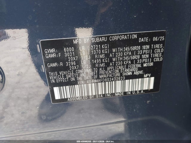 Продажа на аукционе авто 2025 Subaru Ascent Onyx Edition 7-passenger, vin: 4S4WMAFD8S3432623, номер лота: 45066205