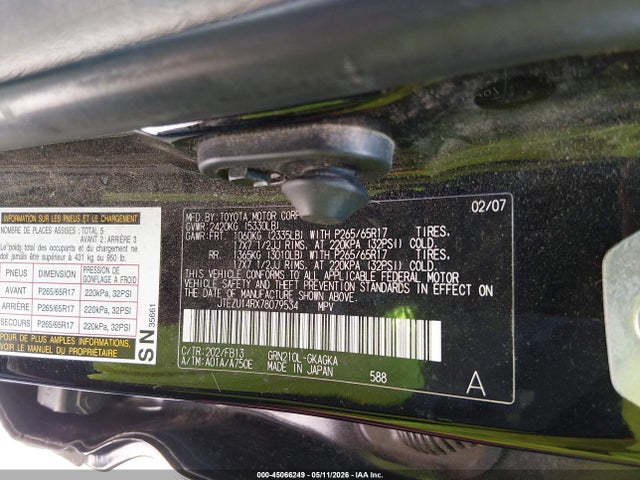 Продажа на аукционе авто 2007 Toyota 4runner Sport V6, vin: JTEZU14RX78079534, номер лота: 45066249