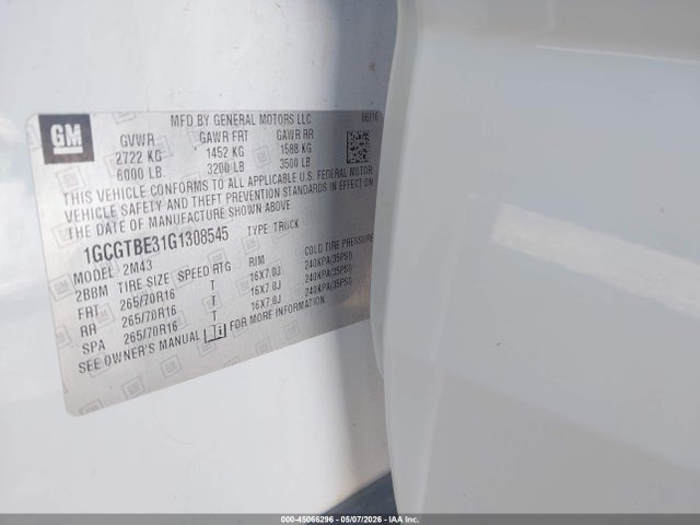 1GCGTBE31G1308545 Chevrolet Colorado Wt