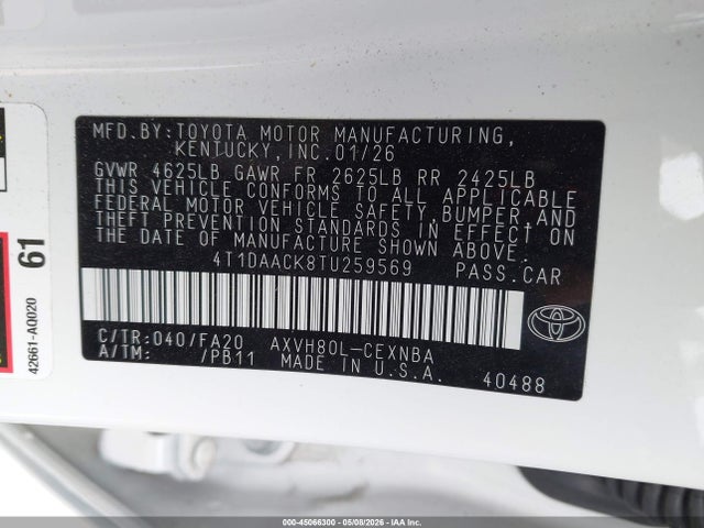 Toyota CAMRY LE 2026 4T1DAACK8TU259569 Image 9