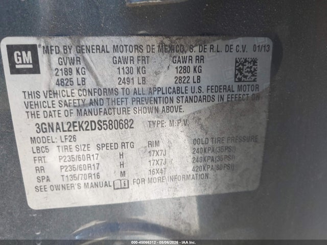 Продажа на аукционе авто 2013 Chevrolet Captiva Sport 2ls, vin: 3GNAL2EK2DS580682, номер лота: 45066312