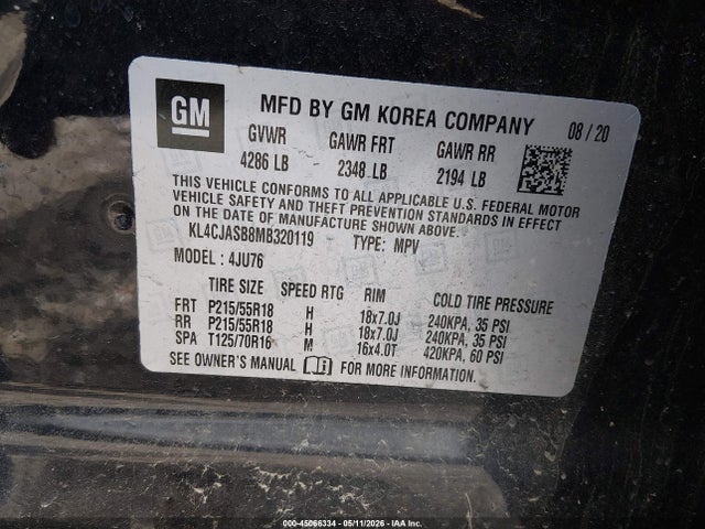 Продаж на аукціоні авто 2021 Buick Encore Fwd Preferred, vin: KL4CJASB8MB320119, номер лоту: 45066334