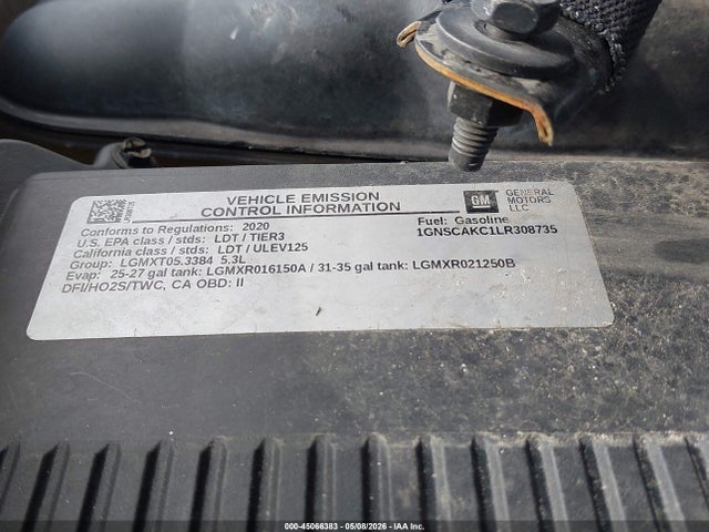 2020 Chevrolet Tahoe 2wd Ls მანქანა იყიდება აუქციონზე, vin: 1GNSCAKC1LR308735, აუქციონის ნომერი: 45066383