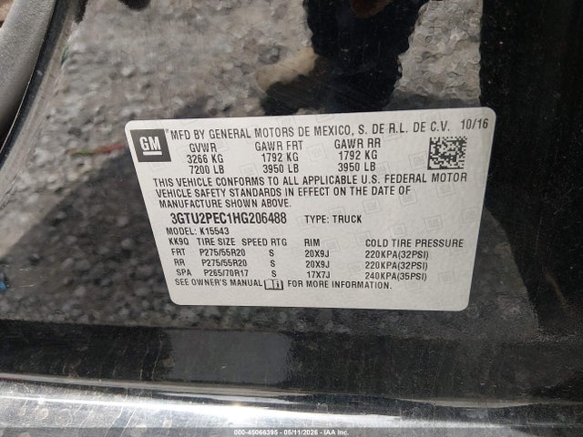 Aukcja sprzedaży 2017 Gmc Sierra 1500 Denali, vin: 3GTU2PEC1HG206488, numer aukcji: 45066395