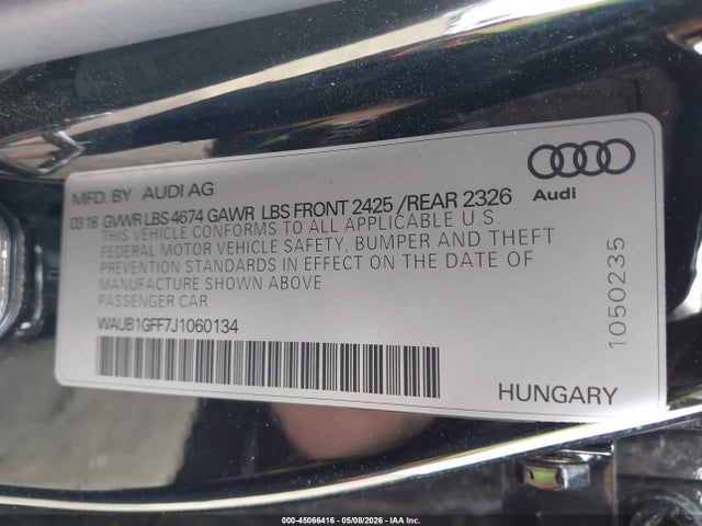 Продажа на аукционе авто 2018 Audi S3 2.0t Premium Plus/2.0t Tech Premium Plus, vin: WAUB1GFF7J1060134, номер лота: 45066416