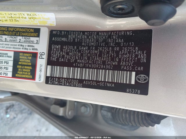 Aukcja sprzedaży 2013 Toyota Camry Le, vin: 4T4BF1FK9DR284962, numer aukcji: 45066437
