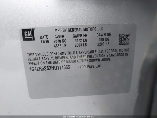 Продаж на аукціоні авто 2017 Buick Lacrosse Premium, vin: 1G4ZR5SS3HU171365, номер лоту: 45066439