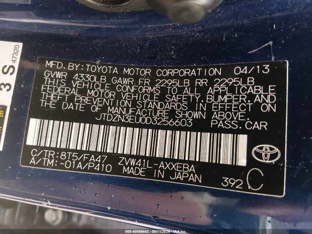 Продаж на аукціоні авто 2013 Toyota Prius V Two, vin: JTDZN3EU0D3256603, номер лоту: 45066443