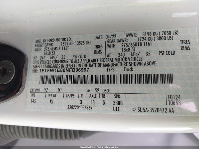 Ford F-150 King Ranch 2022 1FTFW1E80NFB06997 Image 9
