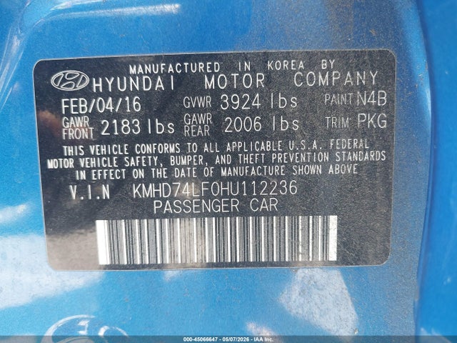 Hyundai ELANTRA SE 2017 KMHD74LF0HU112236 Image 9