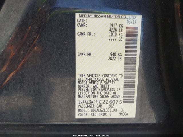 1N4AL3AP7HC226075 Nissan Altima 2.5 S