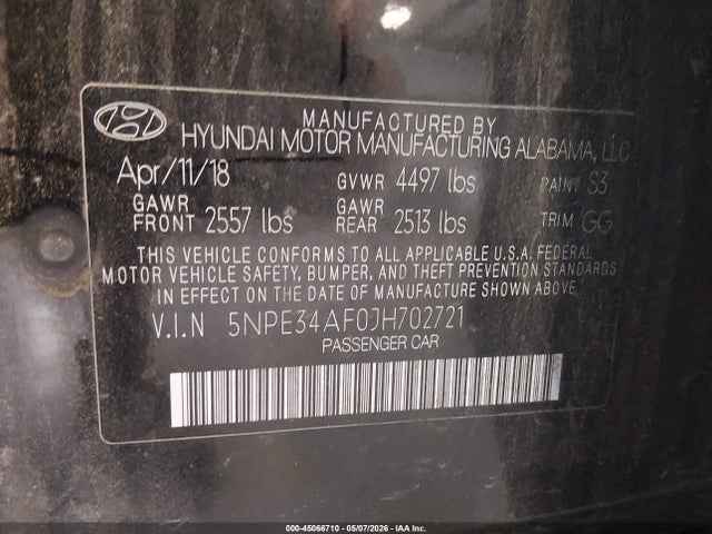 Продажа на аукционе авто 2018 Hyundai Sonata Limited, vin: 5NPE34AF0JH702721, номер лота: 45066710