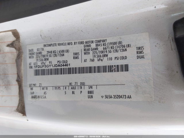 Ford F-550 Chassis Xl 2018 1FDUF5GY1JDA04461 Image 8