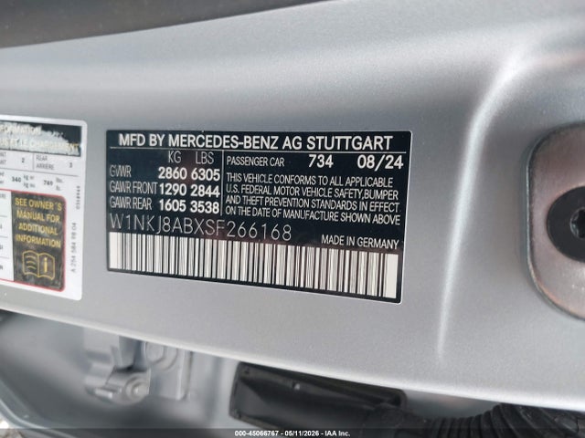 Aukcja sprzedaży 2025 Mercedes-benz Amg Glc 63 Coupe 4matic, vin: W1NKJ8ABXSF266168, numer aukcji: 45066767