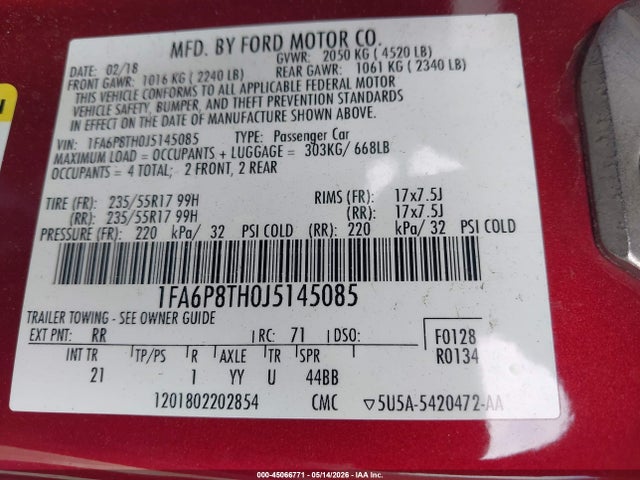 Ford Mustang Ecoboost 2018 1FA6P8TH0J5145085 Image 9
